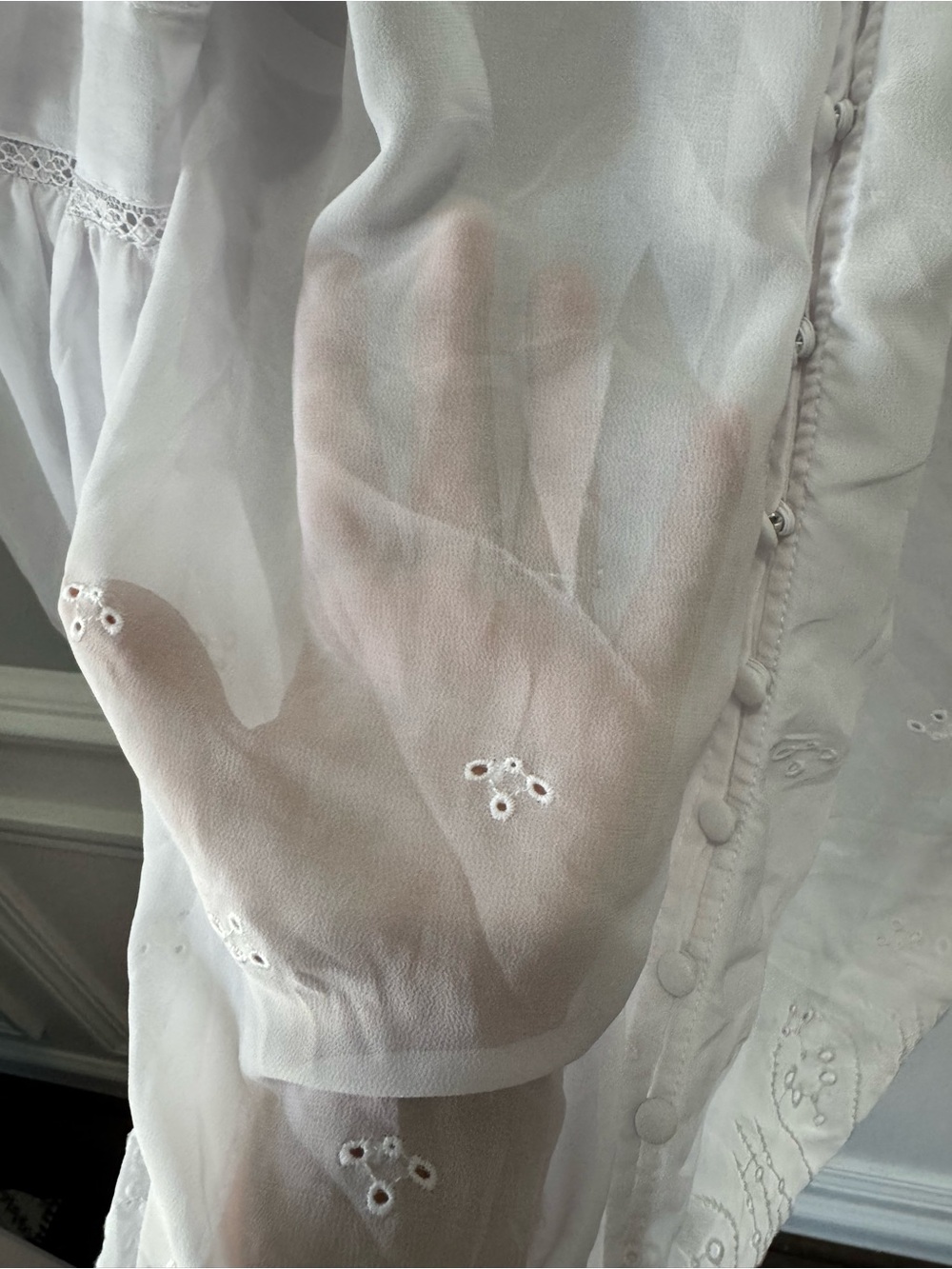torrid White Eyelet Lace-Trim Button Down Blouse - Picture 5 of 6